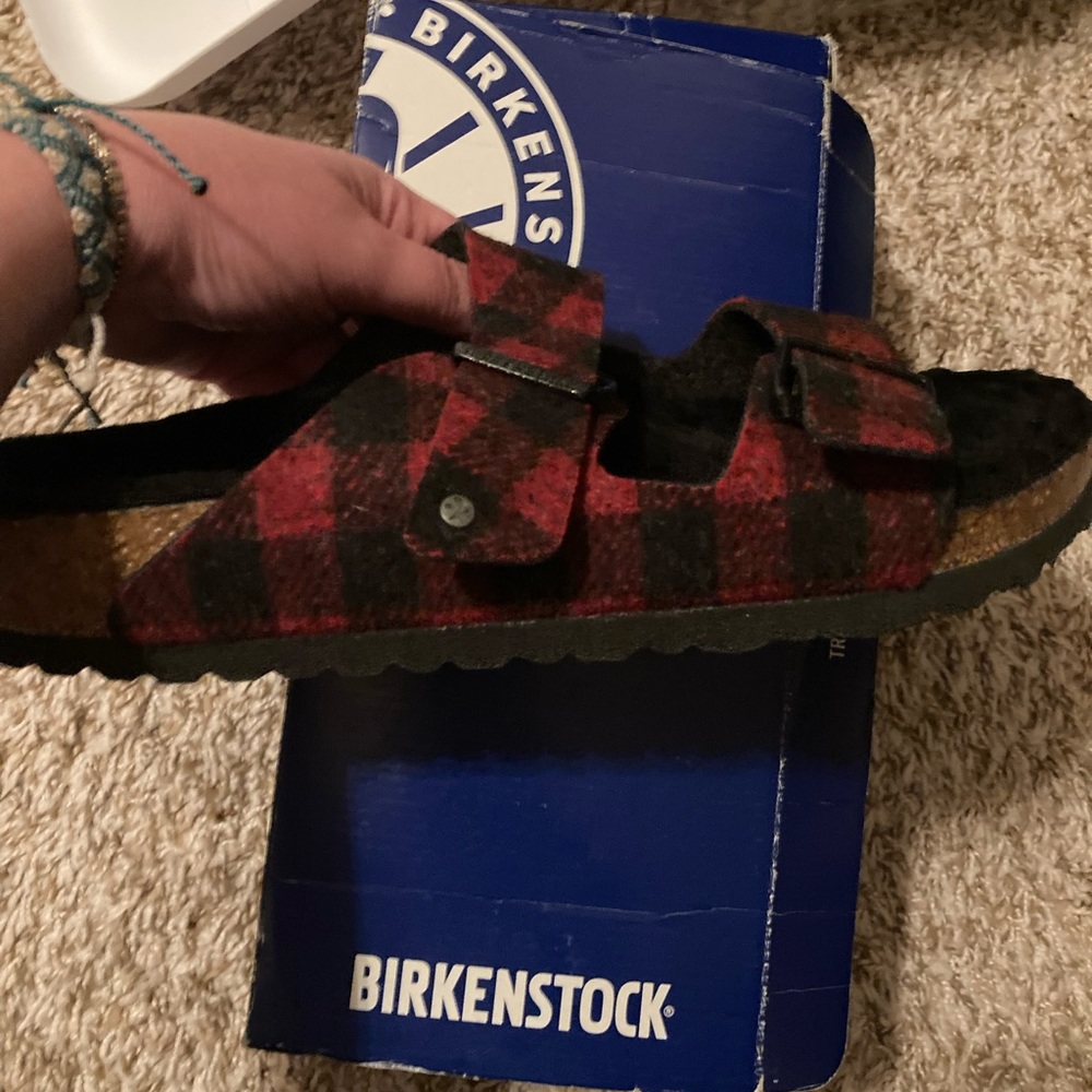 COPY - Birkenstock Mens EU 43 Arizona Rivet Plaid Red Regular Fit Wool Sandals